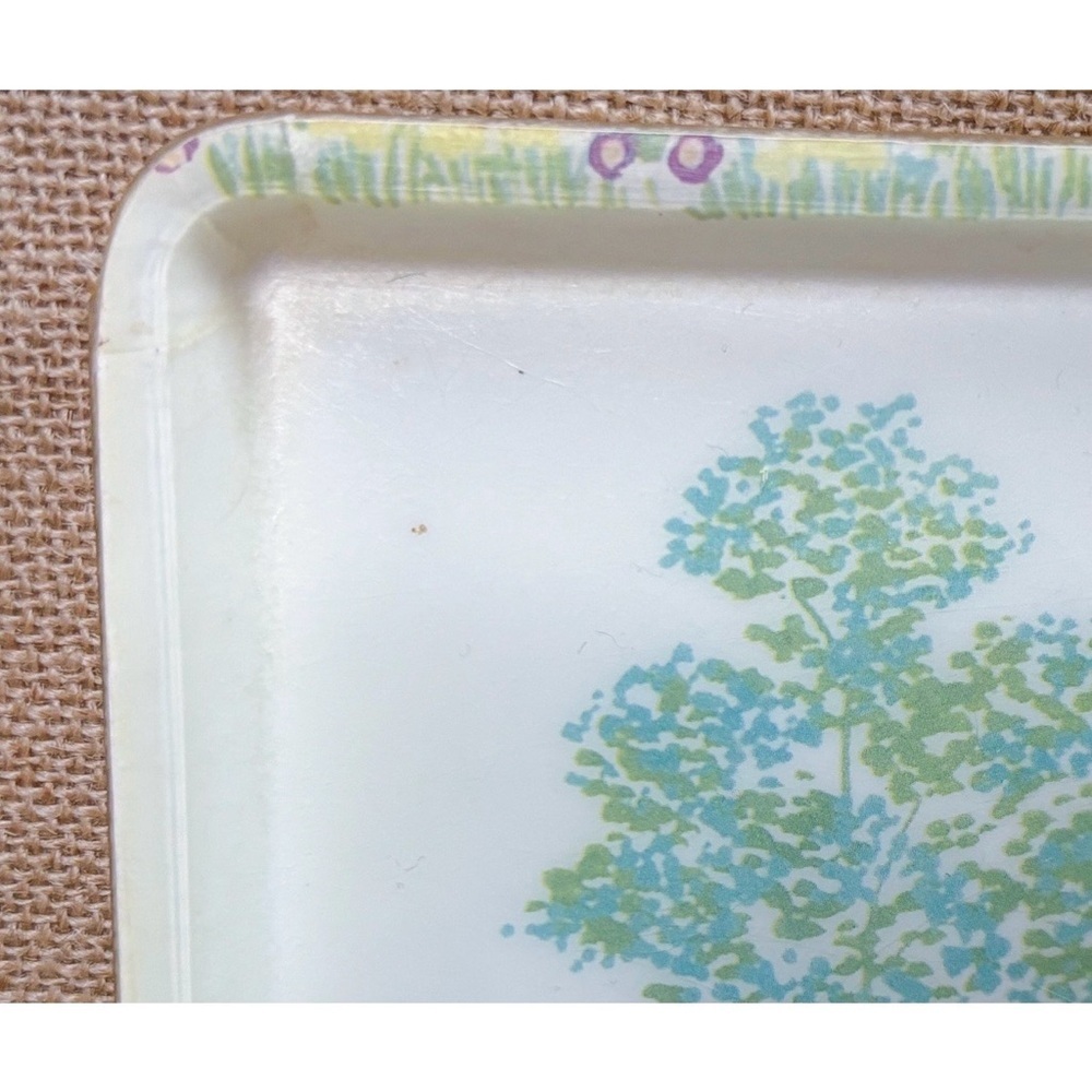Vintage French Pheasant Floral Fiberglass Tray Birds Brick Wall Cottagecore - Picture 2 of 9